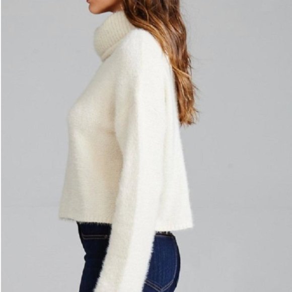 Cozy Fuzzy White Turtleneck Sweater - Picture 2 of 4